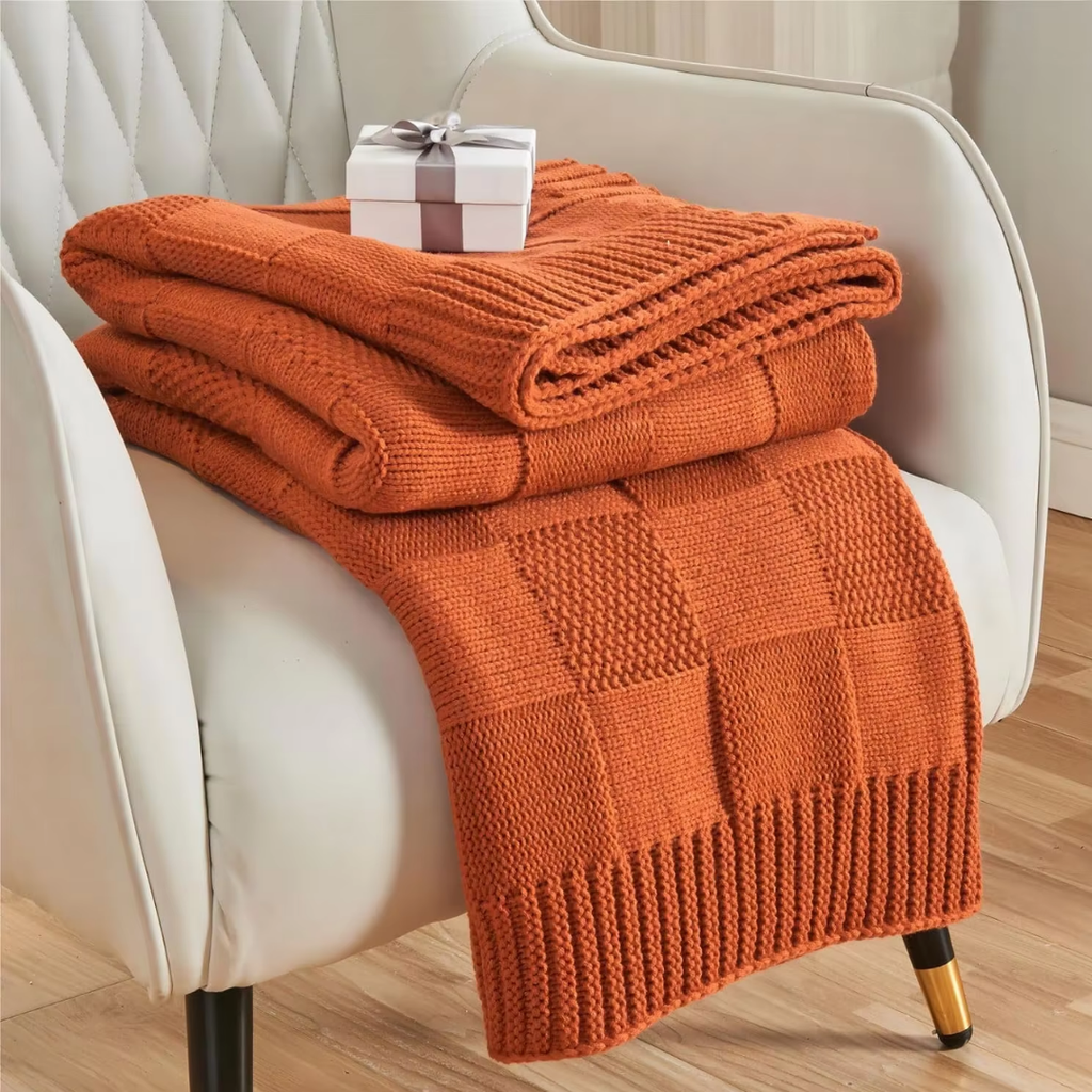 Checkered Knit Blanket