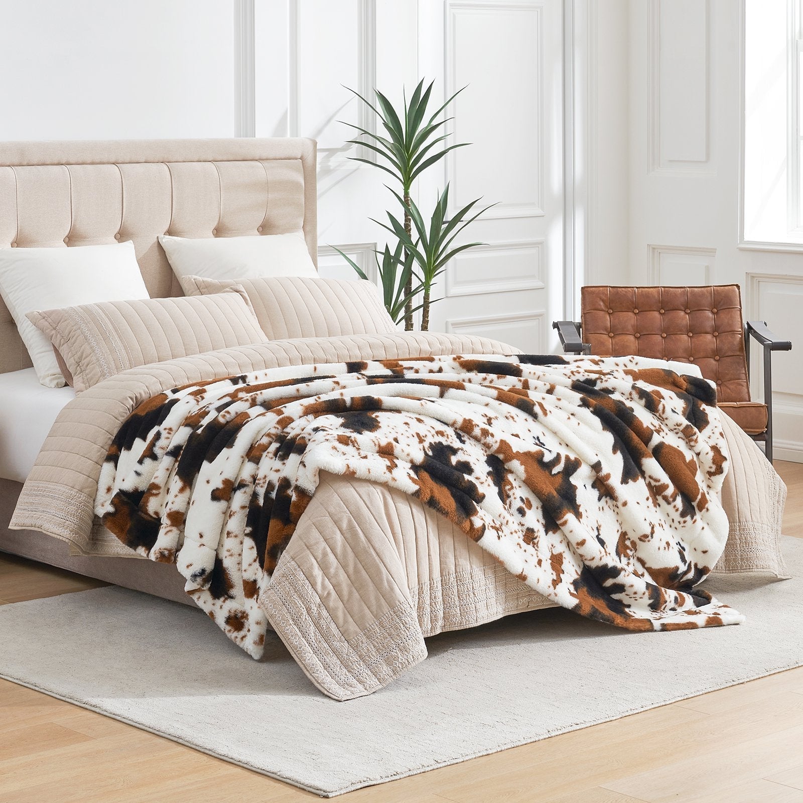 Cow Faux Fur Throw