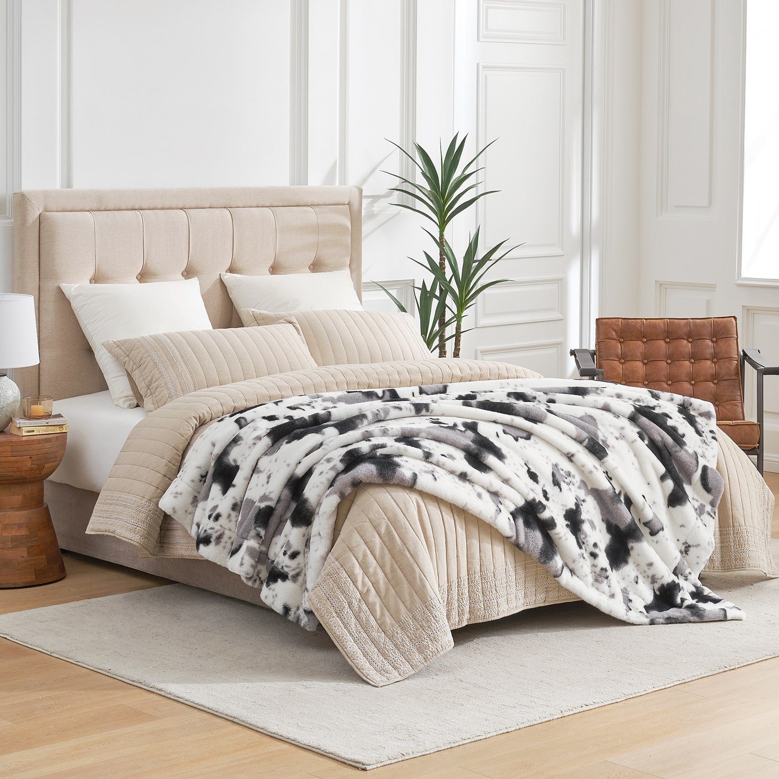 Cow Faux Fur Throw