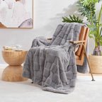 Checkboard Faux Fur Throw